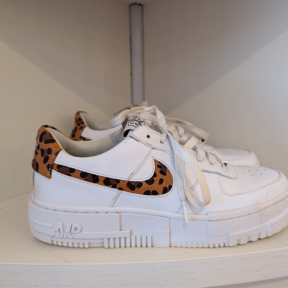 Nike Shoes - Nike Air Force 1 Pixel SE Women's White Leopard Sneakers CV8481-100 Size 9.5